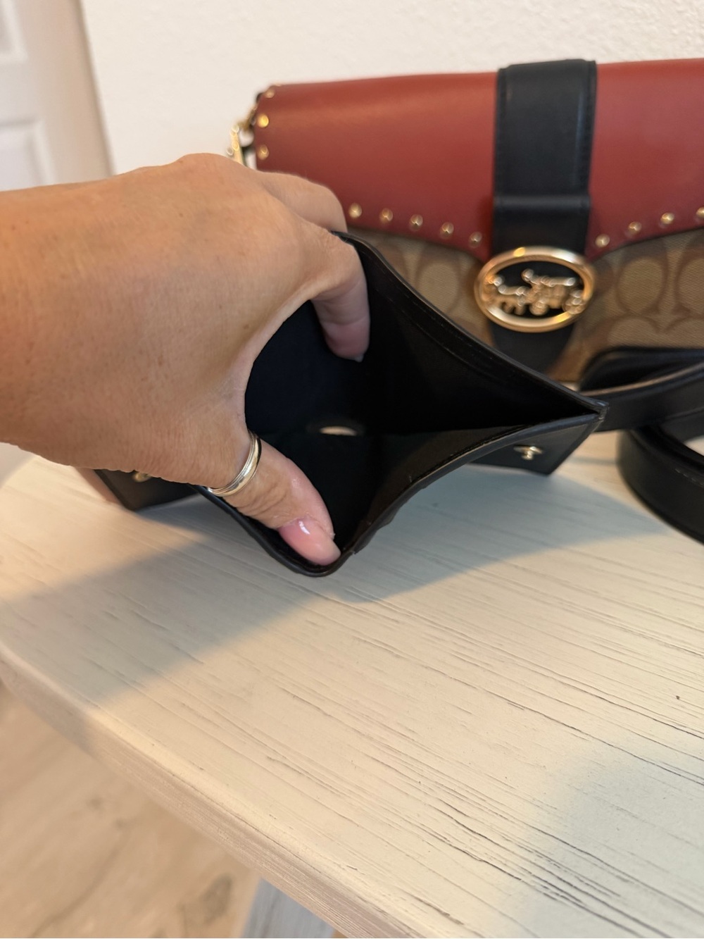 Coach Two-Tone Signature Saddle Bag in Brown and Black - Picture 6 of 15